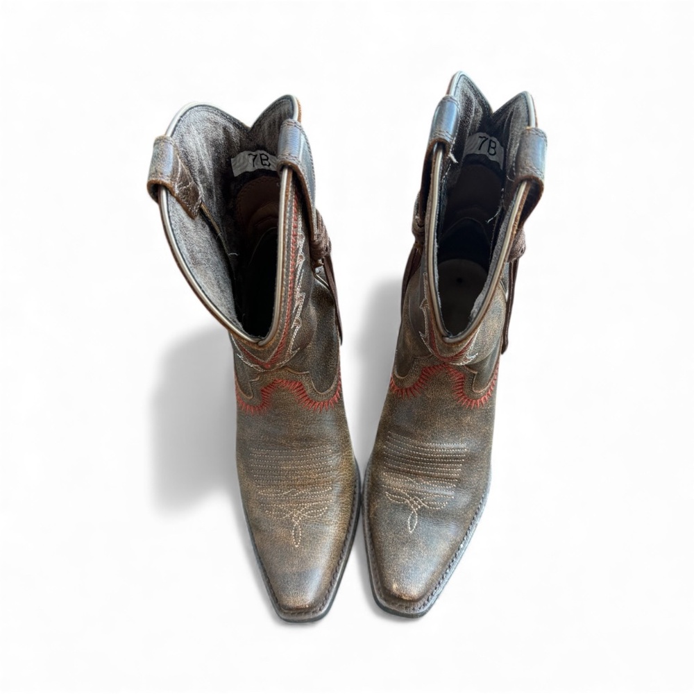 Ariat Copper-Brown Leather Western Boots – Size 7 (Early 2000s)